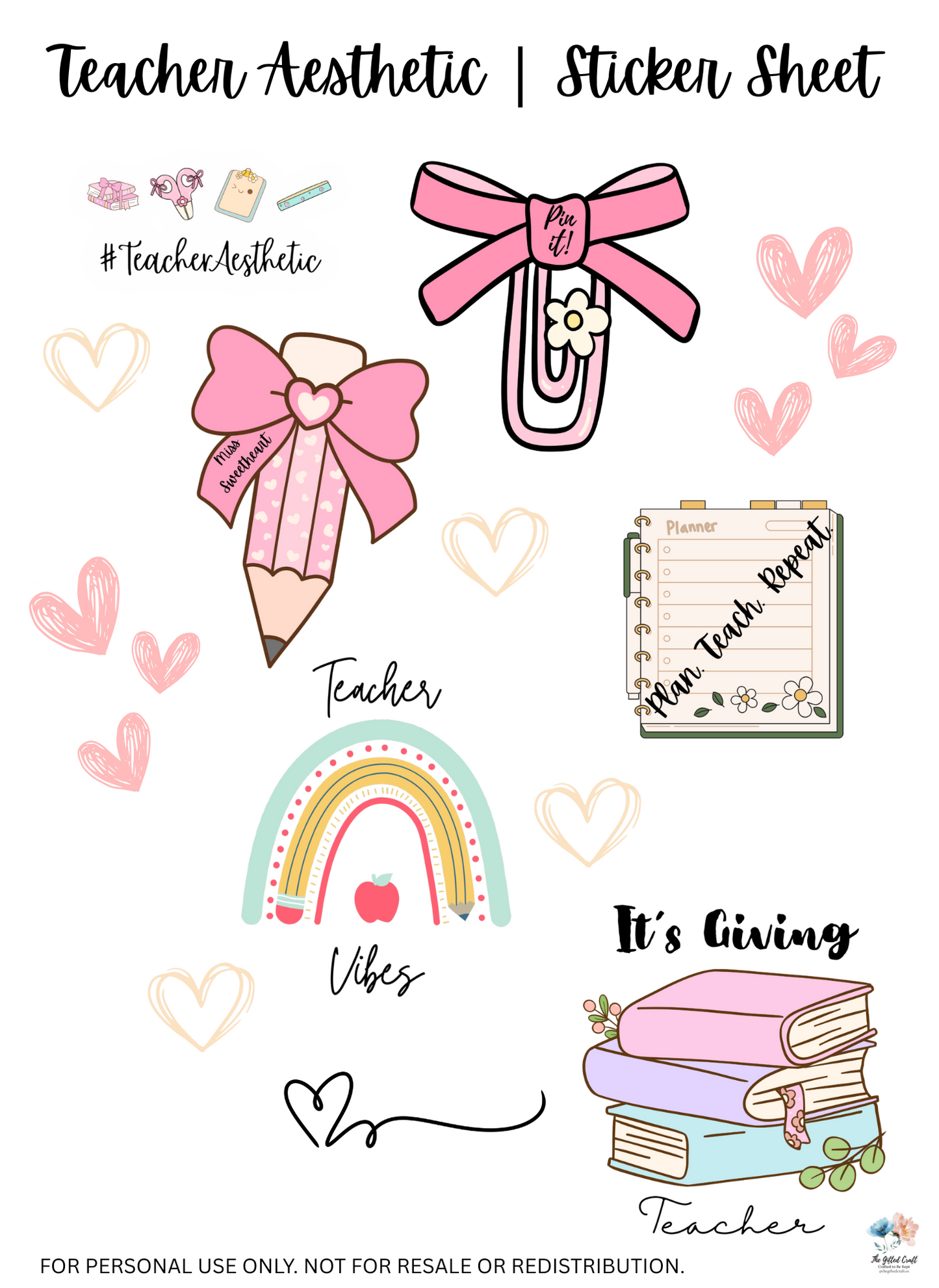 Teacher Aesthetic Stickers | Pastel Stickers | Trendy Teacher Stickers | Physical Product