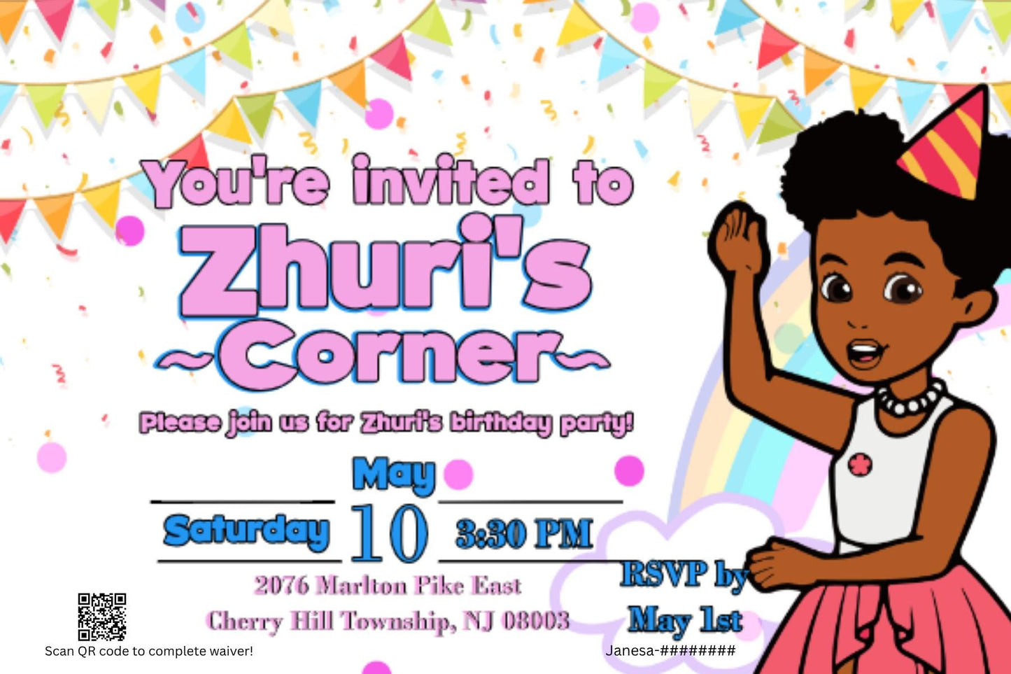 Editable Gracie's Corner- Themed Birthday Invitation | Girl Party Printable | Instant Download | Editable Canva Template