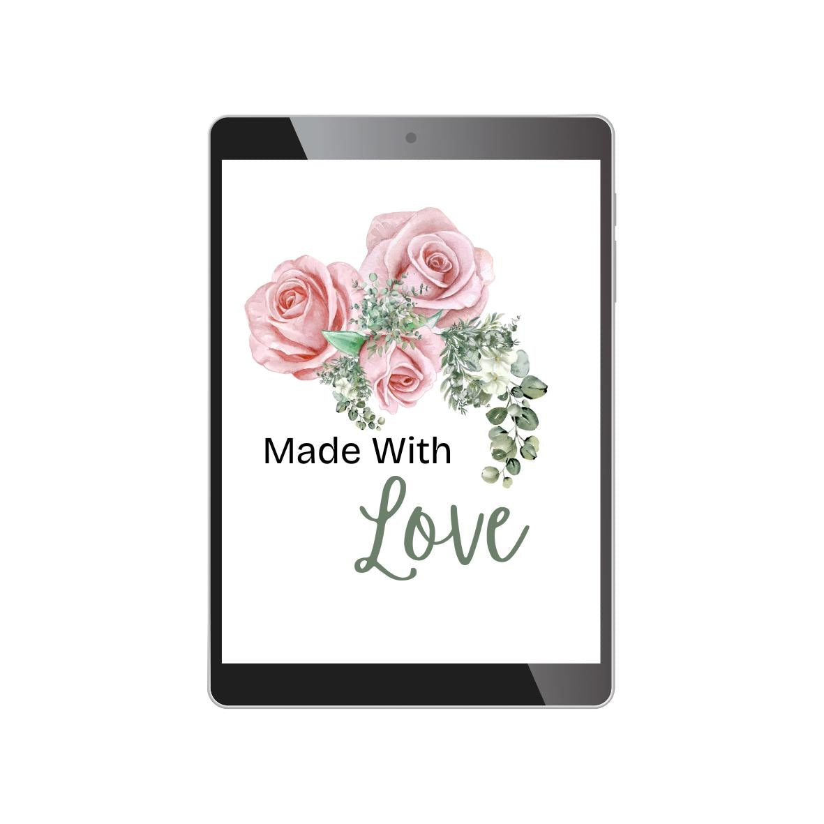 Made With Love Floral PNG | Handmade Shop Branding Sticker for Packaging & Digital Use