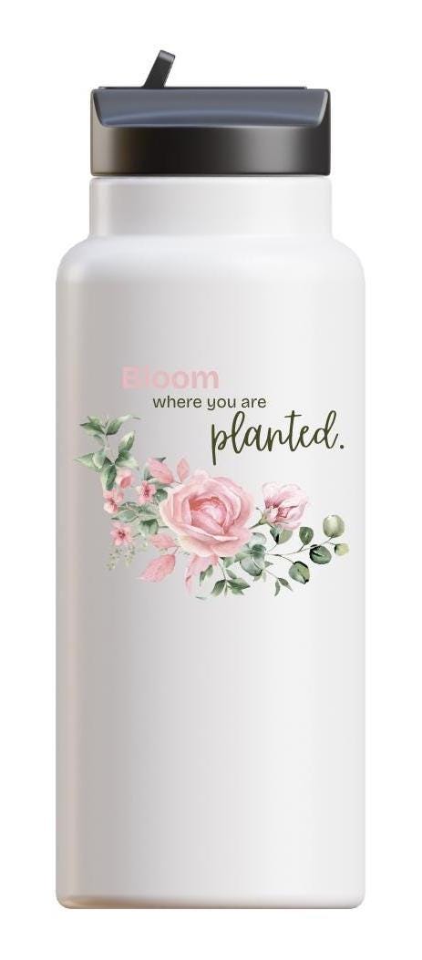 Bloom Where You Are Planted PNG | Inspirational Rose Floral Sticker for Crafts & Wall Art