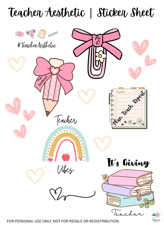 Teacher Aesthetic Stickers | Pastel Stickers | Trendy Teacher Stickers | Physical Product