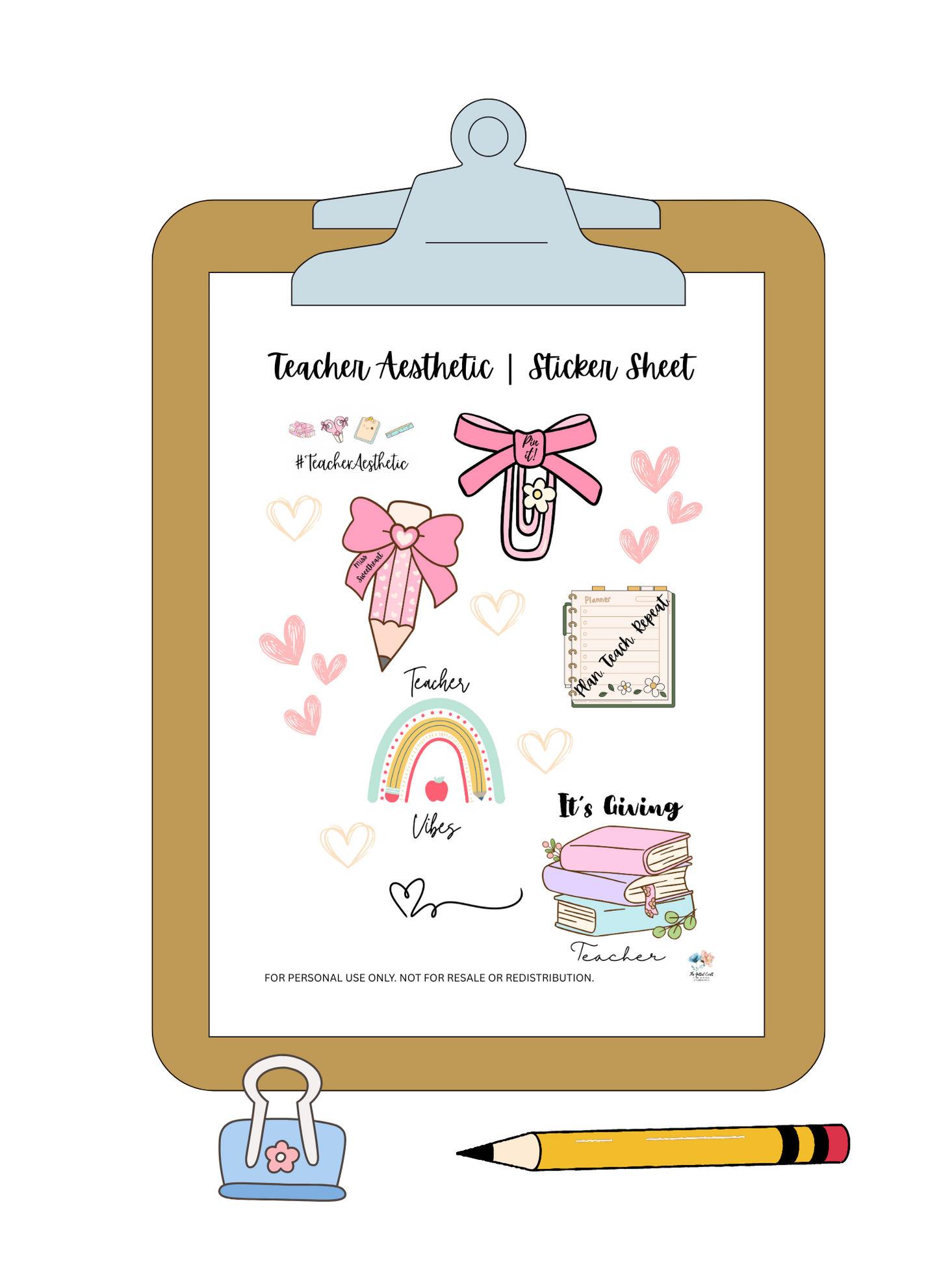 Teacher Aesthetic Stickers | Pastel Stickers | Trendy Teacher Stickers | Physical Product