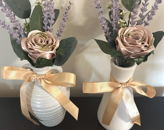 Lavender & Taupe Ribbon Rose