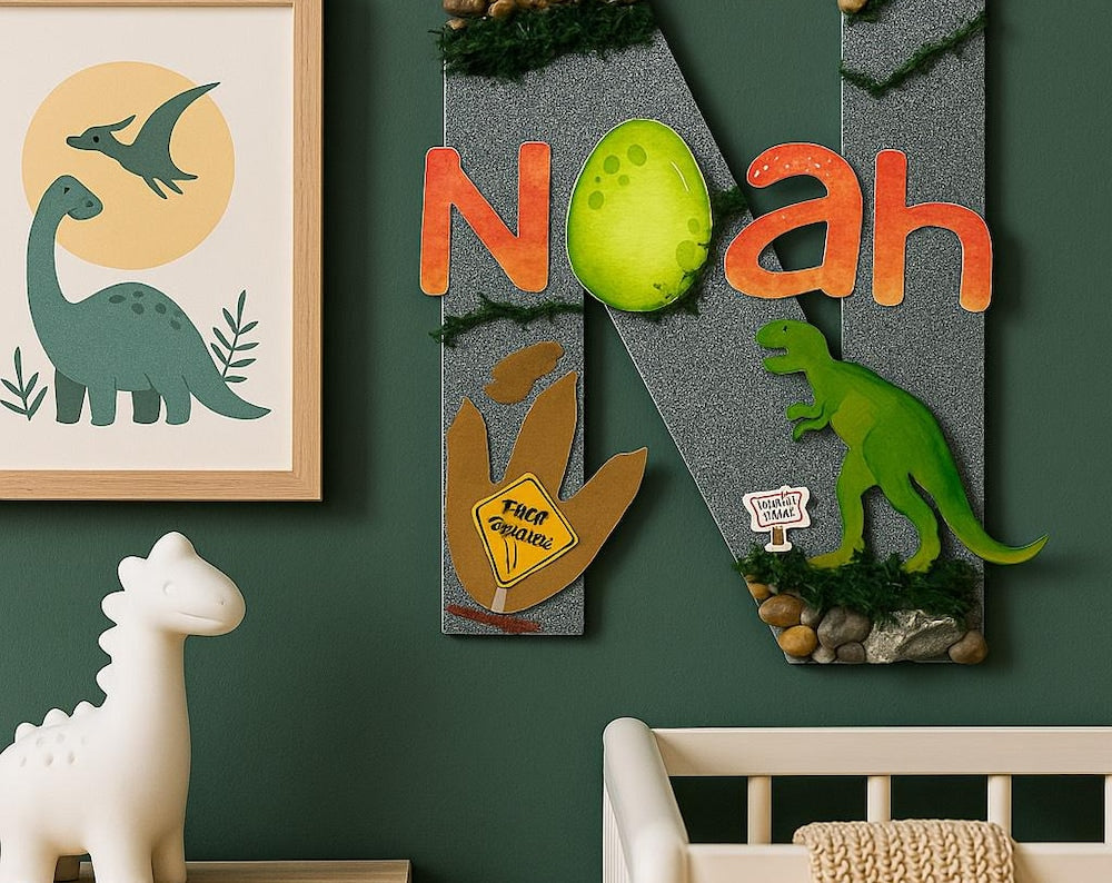 Personalized Dinosaur Nursery Letter: Custom Name Wall Decor