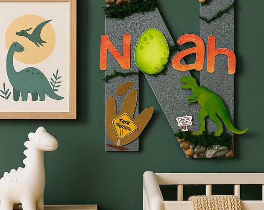 Personalized Dinosaur Nursery Letter: Custom Name Wall Decor