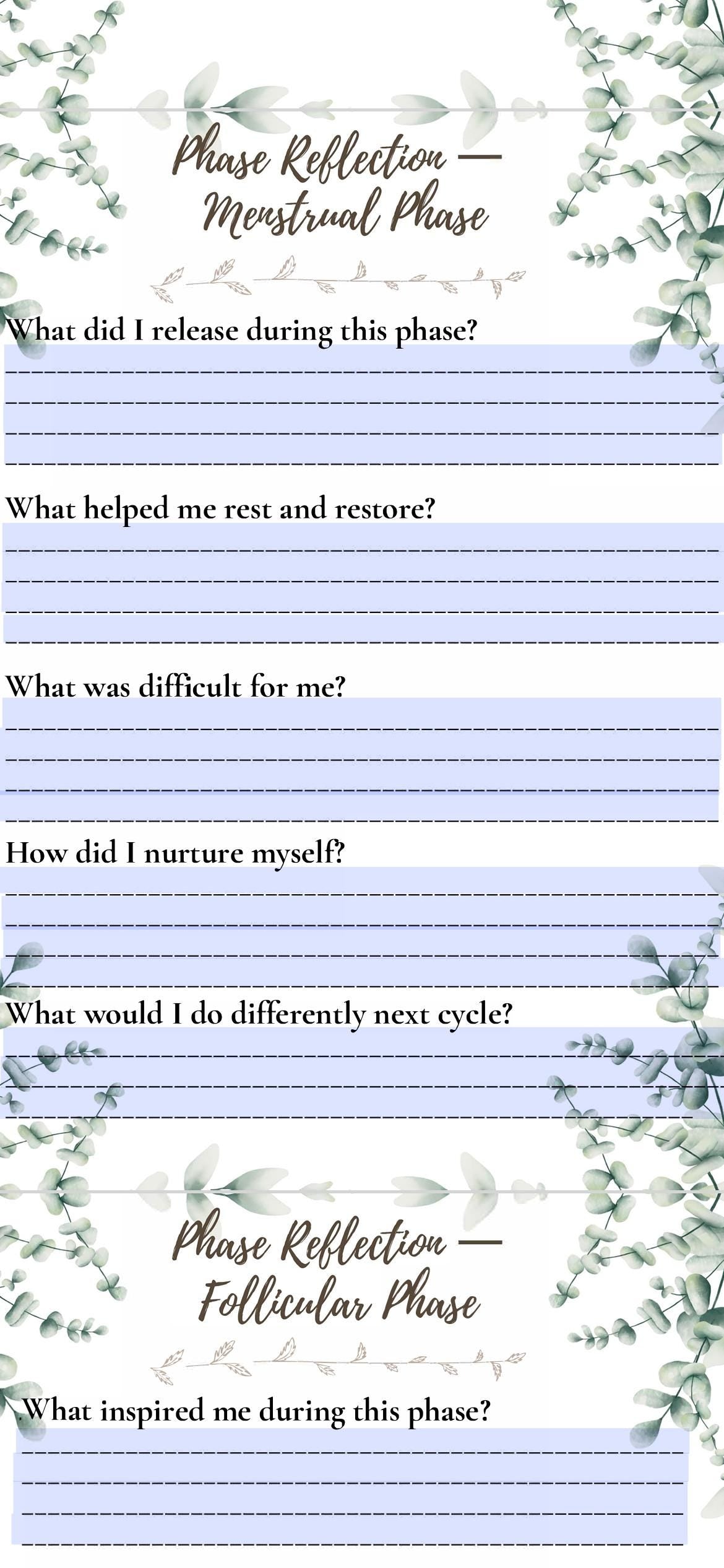 Cycle Support Journal | Printable & Fillable Menstrual Tracker | Holistic Fertility Wellness Planner | Canva Template Included