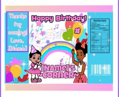 Editable Chip Bag Template- "Gracie's Corner" Inspired 1st Birthday Theme | Custom Digital Download