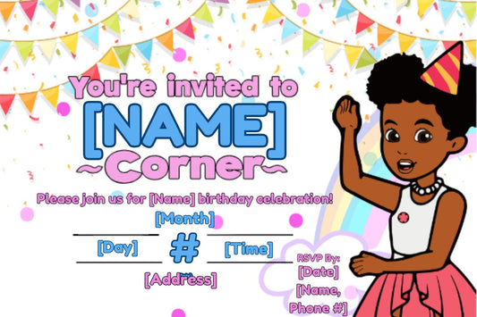Editable Gracie's Corner- Themed Birthday Invitation | Girl Party Printable | Instant Download | Editable Canva Template