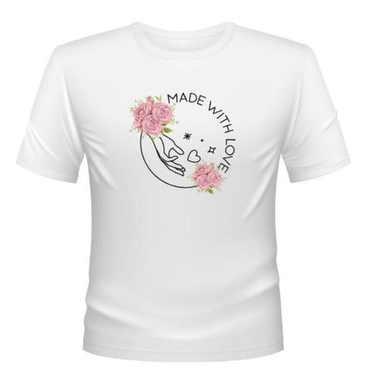 Made with Love Floral Sticker | Hand & Flower Digital PNG for Branding, Packaging, Crafts