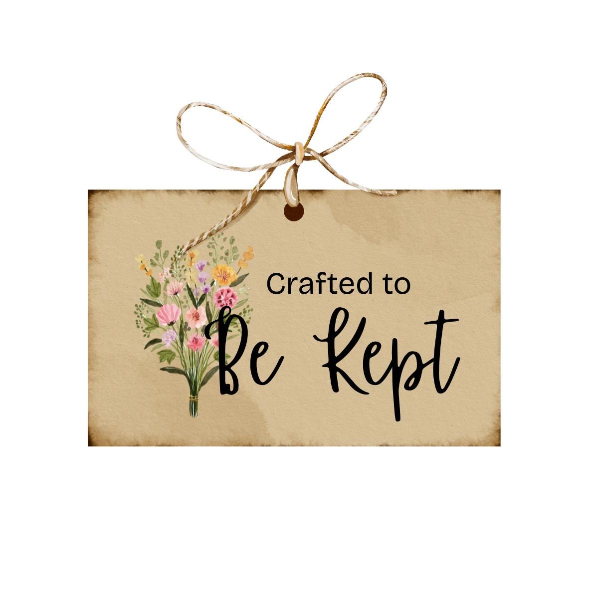 Crafted to Be Kept Floral PNG | Handmade Shop Branding Sticker for Packaging & Digital Use